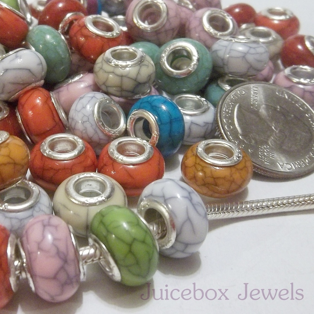 25-pc LARGE-HOLE European Style Charm-Beads #Y35
